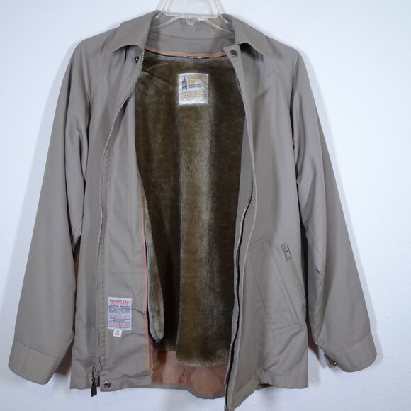 London Fog Zip Front Jacket Men's 40 Reg Beige Removable Faux Fur Lined Classic - Picture 6 of 14